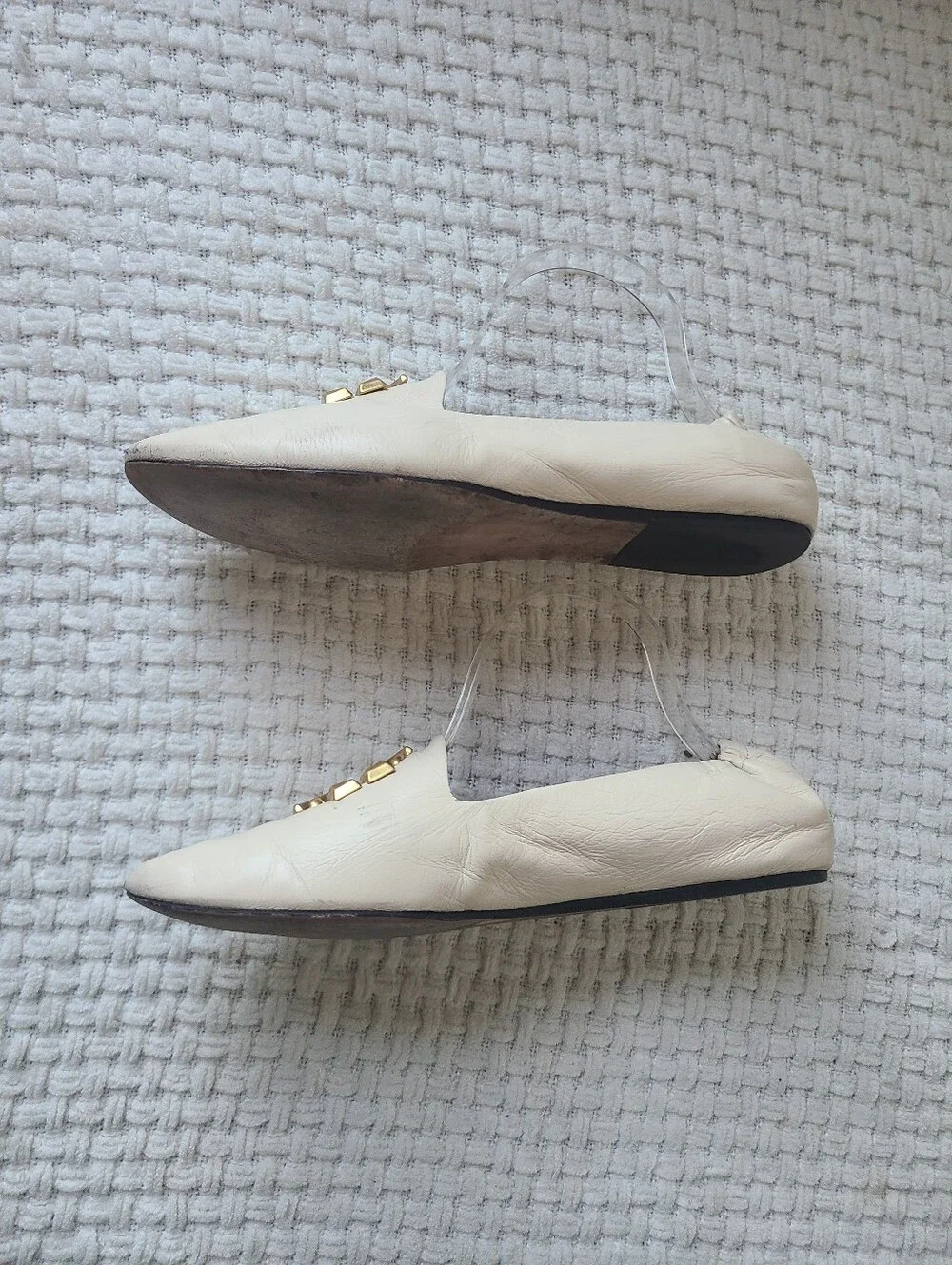 Tory Burch Women's Cream Leather Eleanor Loafers Size 10